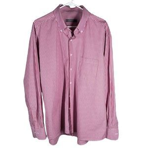 Cassera Mens Sz EU 46 /US 18 1/2 Long Sleeve Red Gray Striped Shirt